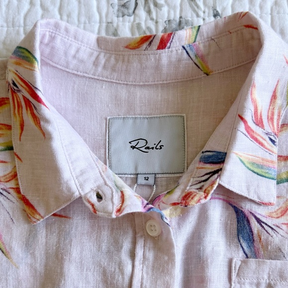Rails Birds of Paradise Button Down Short Sleeve Top NWT • Girls’ 12 - Picture 4 of 8